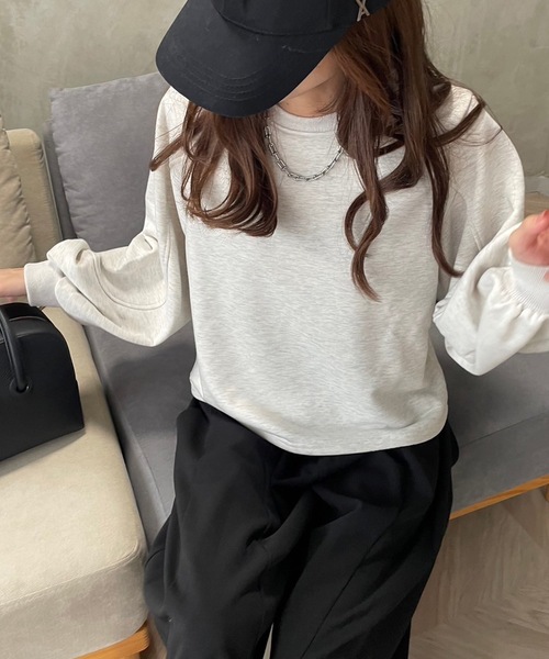 M y u（ミュー）の「ショート丈ルーズスウェットトップス（スウェット・レディース・グレー/ブルー/ブラック/オートミール・FREE）」の15枚目の写真