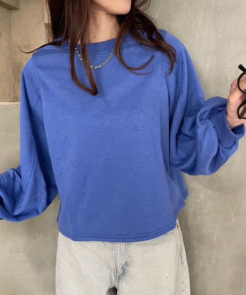 M y u（ミュー）の「ショート丈ルーズスウェットトップス（スウェット・レディース・グレー/ブルー/ブラック/オートミール・FREE）」の17枚目の写真