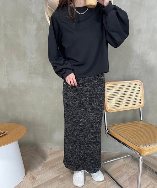 M y u（ミュー）の「ショート丈ルーズスウェットトップス（スウェット・レディース・グレー/ブルー/ブラック/オートミール・FREE）」の6枚目の写真