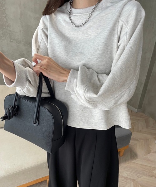 M y u（ミュー）の「ショート丈ルーズスウェットトップス（スウェット・レディース・グレー/ブルー/ブラック/オートミール・FREE）」の22枚目の写真