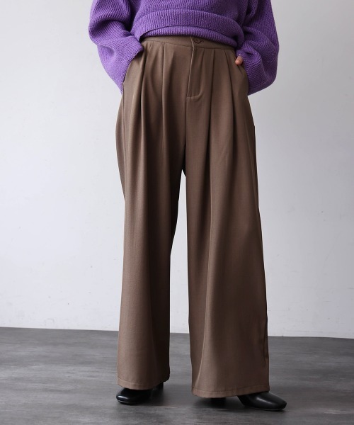 Bou Jeloud（ブージュルード）の「タックワイドパンツ（その他パンツ・レディース・ブラック/アイボリー/ブラウン・38）」の3枚目の写真