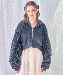 Lovilyn | ギャザーリボンベロアジャケット(ブルゾン)