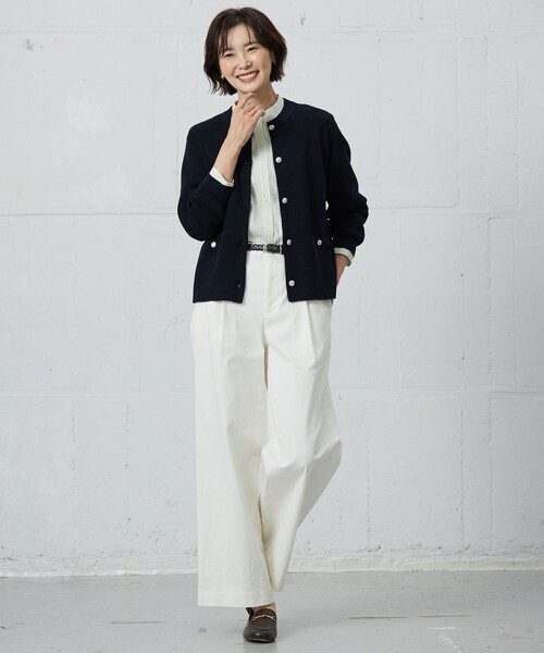 J.PRESS(ジェイプレス)の「【洗える】ORGANIC GASS COTTON クルーネック アウター(その他アウター・レディース・ネイビー系/ベージュ系/サックスブルー系・T13)」の7枚目の写真