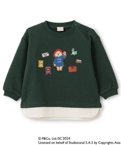 petit main(プティマイン)の「【パディントン(TM)】裾布帛トレーナー(スウェット・キッズ・ホワイト系その他/ダークグリーン・80cm/130cm/120cm/100cm/110cm/90cm)」の2枚目の写真