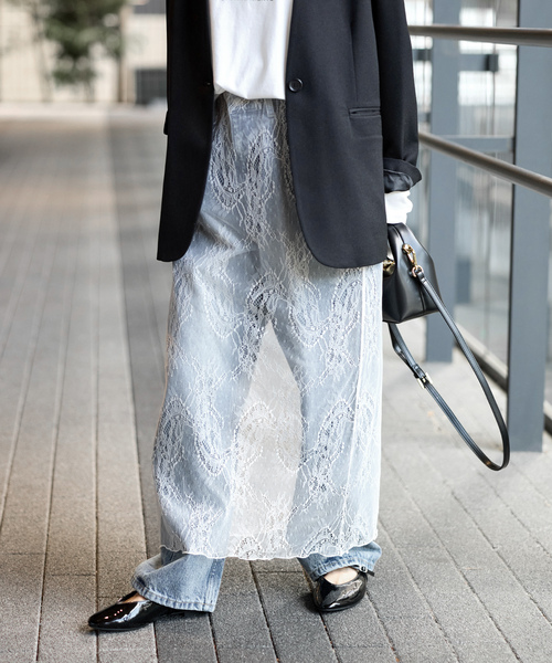 JOURNAL STANDARD relume(ジャーナルスタンダード レリューム)の「ラッセルストレッチレースナロースカート(スカート・レディース・ブラック/アイボリー・FREE)」の2枚目の写真