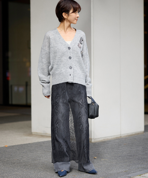 JOURNAL STANDARD relume(ジャーナルスタンダード レリューム)の「ラッセルストレッチレースナロースカート(スカート・レディース・ブラック/アイボリー・FREE)」の3枚目の写真