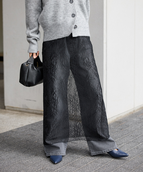 JOURNAL STANDARD relume(ジャーナルスタンダード レリューム)の「ラッセルストレッチレースナロースカート(スカート・レディース・ブラック/アイボリー・FREE)」の6枚目の写真