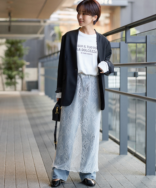 JOURNAL STANDARD relume(ジャーナルスタンダード レリューム)の「ラッセルストレッチレースナロースカート(スカート・レディース・ブラック/アイボリー・FREE)」の9枚目の写真