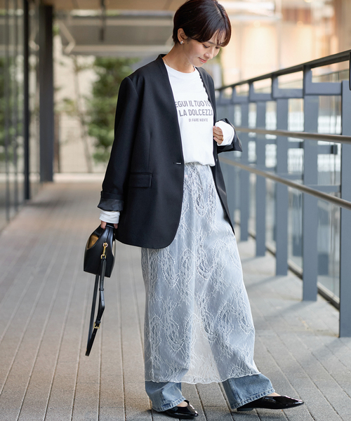 JOURNAL STANDARD relume(ジャーナルスタンダード レリューム)の「ラッセルストレッチレースナロースカート(スカート・レディース・ブラック/アイボリー・FREE)」の10枚目の写真