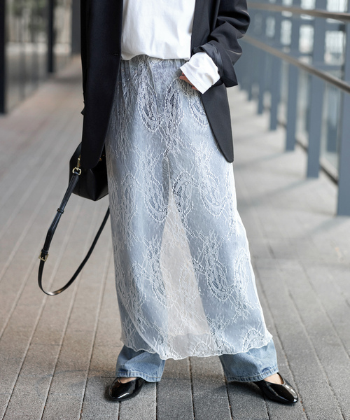JOURNAL STANDARD relume(ジャーナルスタンダード レリューム)の「ラッセルストレッチレースナロースカート(スカート・レディース・ブラック/アイボリー・FREE)」の14枚目の写真