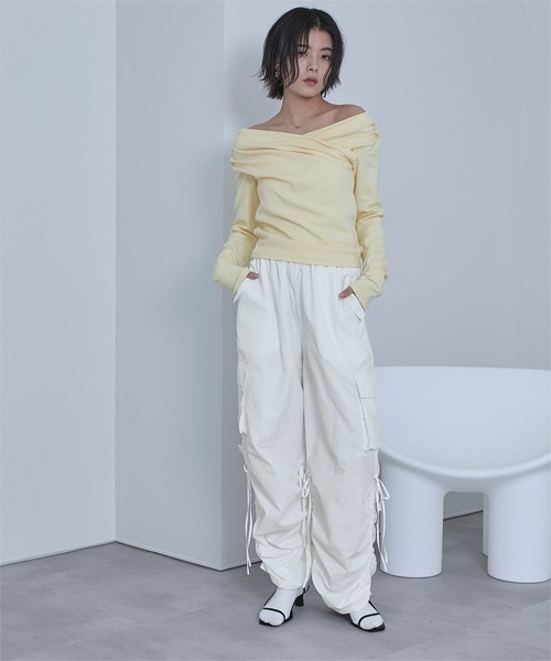 miette（ミエット）の「ドロストデザインカーゴパンツ（その他パンツ・レディース・ライトグレー/ブラック/オフホワイト・FREE）」の4枚目の写真