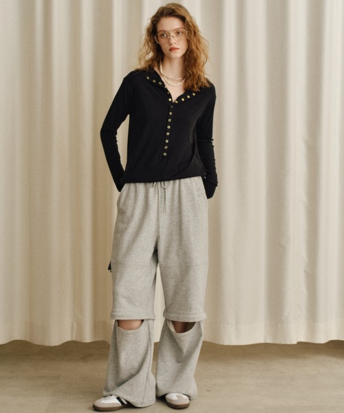yae（ヤエ）の「2way sweat pants / 2wayスウェットパンツ（スウェットパンツ・レディース・ブラック/ライトグレー・36/38）」の9枚目の写真