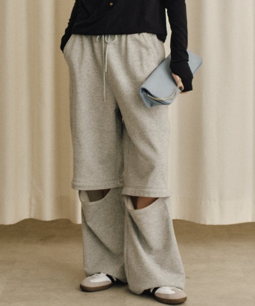 yae（ヤエ）の「2way sweat pants / 2wayスウェットパンツ（スウェットパンツ・レディース・ブラック/ライトグレー・36/38）」の3枚目の写真