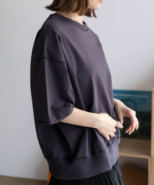 Dickies（ディッキーズ）の「Dickies 配色ステッチ５分丈袖Ｔシャツ（Tシャツ/カットソー・レディース・スミクロ/オートミール/ラベンダー・フリー）」の11枚目の写真