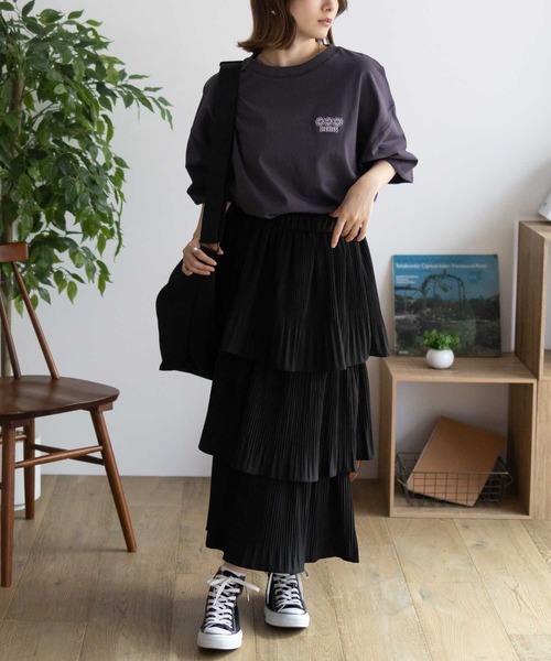 Dickies（ディッキーズ）の「Dickies 配色ステッチ５分丈袖Ｔシャツ（Tシャツ/カットソー・レディース・スミクロ/オートミール/ラベンダー・フリー）」の8枚目の写真