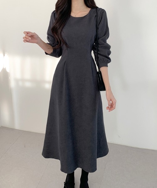 【セール】バックリボンAラインフレアワンピース（ワンピース）｜emi+（エミプラス）