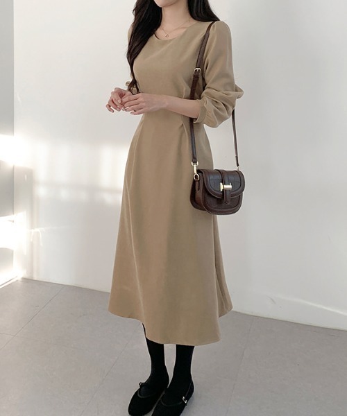 【セール】バックリボンAラインフレアワンピース（ワンピース）｜emi+（エミプラス）