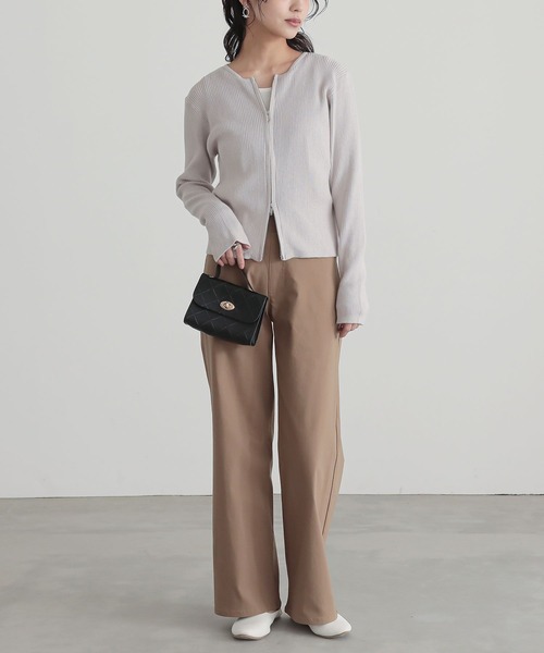 n'OrLABEL（ノアールレーベル）の「『綿ニットダブルジップリブカーディガン』（カーディガン/ボレロ・レディース・ブラック/ブルー/グレイッシュベージュ・2/1）」の9枚目の写真