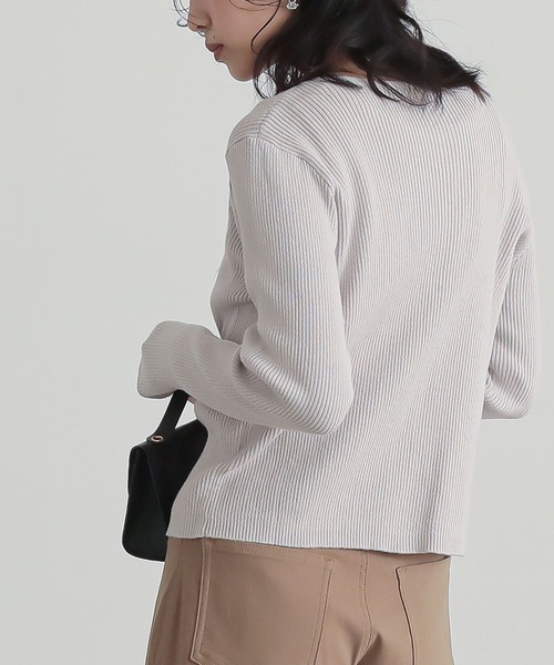 n'OrLABEL（ノアールレーベル）の「『綿ニットダブルジップリブカーディガン』（カーディガン/ボレロ・レディース・ブラック/ブルー/グレイッシュベージュ・2/1）」の8枚目の写真