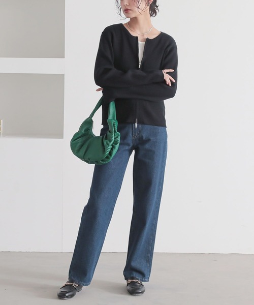 n'OrLABEL（ノアールレーベル）の「『綿ニットダブルジップリブカーディガン』（カーディガン/ボレロ・レディース・ブラック/ブルー/グレイッシュベージュ・2/1）」の16枚目の写真