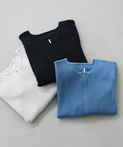 n'OrLABEL（ノアールレーベル）の「『綿ニットダブルジップリブカーディガン』（カーディガン/ボレロ・レディース・ブラック/ブルー/グレイッシュベージュ・2/1）」の4枚目の写真