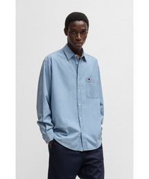メンズ ブラックデニム フードシャツ D-DEWNY-HOOD SHIRT（シャツ