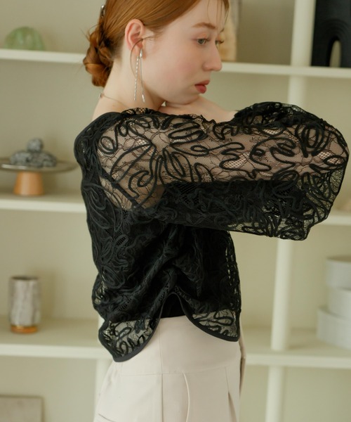 hinari（ヒナリ）の「マルチウェイレースブラウス（カーディガン/ボレロ・レディース・ブラック/アイボリー・FREE）」の20枚目の写真
