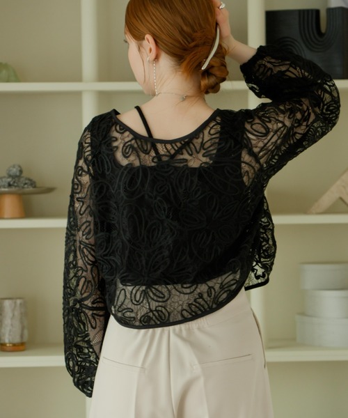 hinari（ヒナリ）の「マルチウェイレースブラウス（カーディガン/ボレロ・レディース・ブラック/アイボリー・FREE）」の18枚目の写真
