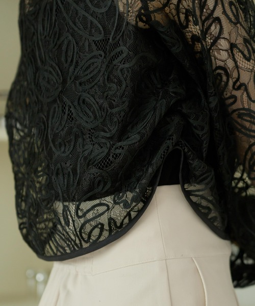 hinari（ヒナリ）の「マルチウェイレースブラウス（カーディガン/ボレロ・レディース・ブラック/アイボリー・FREE）」の21枚目の写真