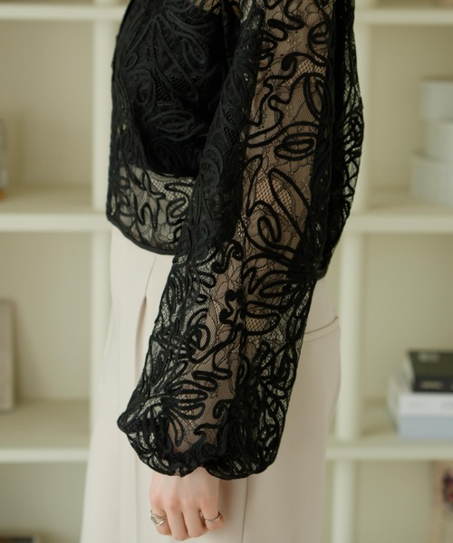 hinari（ヒナリ）の「マルチウェイレースブラウス（カーディガン/ボレロ・レディース・ブラック/アイボリー・FREE）」の19枚目の写真