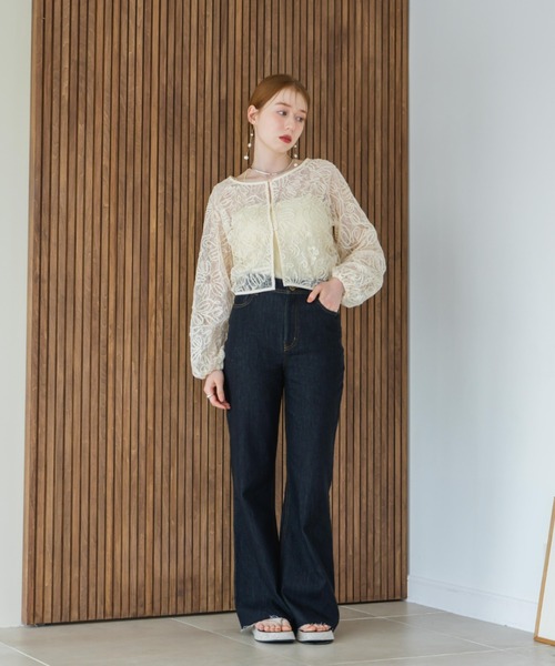 hinari（ヒナリ）の「マルチウェイレースブラウス（カーディガン/ボレロ・レディース・ブラック/アイボリー・FREE）」の9枚目の写真