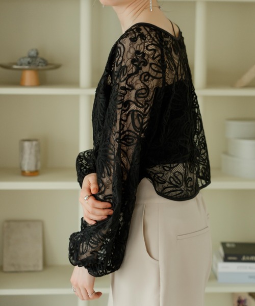 hinari（ヒナリ）の「マルチウェイレースブラウス（カーディガン/ボレロ・レディース・ブラック/アイボリー・FREE）」の22枚目の写真