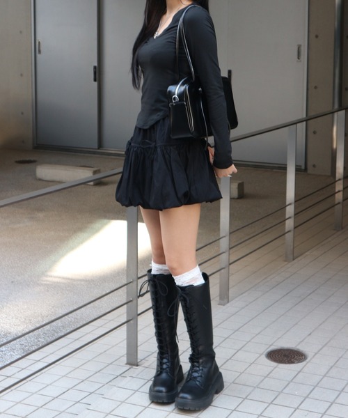 ALLuRing ChaRm（アリュリングチャーム）の「Ribbon Balloon Mini Skirt / リボンバルーンミニスカート スカートパンツ（スカート・レディース・ホワイト/ブラック/ブルー/ブラック系その他・FREE）」の11枚目の写真