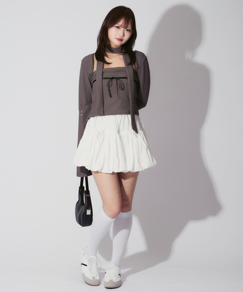 ミニスカート CHECK BALLOON MINI SKIRT newカラー登場❤︎balloon volume mini skirt ginghamcheck