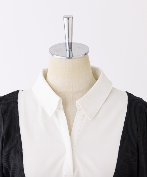 one after another NICE CLAUP（ワンアフターアナザーナイスクラップ）の「ドッキングシャツトップス（Tシャツ/カットソー・レディース・ブラック/ネイビー/ベージュ/杢グレー・FREE）」の16枚目の写真