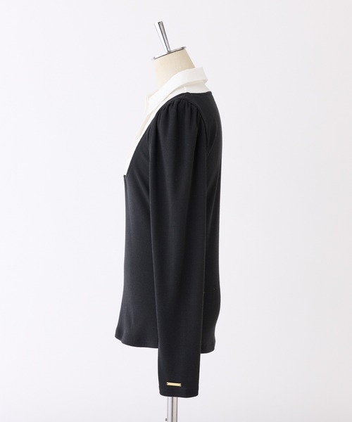 one after another NICE CLAUP（ワンアフターアナザーナイスクラップ）の「ドッキングシャツトップス（Tシャツ/カットソー・レディース・ブラック/ネイビー/ベージュ/杢グレー・FREE）」の14枚目の写真