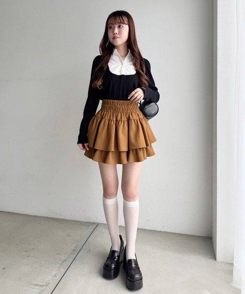 one after another NICE CLAUP（ワンアフターアナザーナイスクラップ）の「ドッキングシャツトップス（Tシャツ/カットソー・レディース・ブラック/ネイビー/ベージュ/杢グレー・FREE）」の22枚目の写真