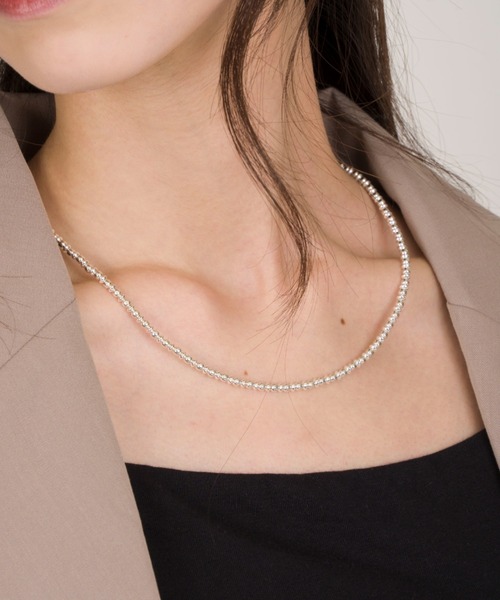 Harpo(アルポ)の「【Harpo/アルポ】ナバホパール シルバー ネックレス ビーズ3mm/全長45㎝(ネックレス・レディース・シルバー・FREE)」の1枚目の写真