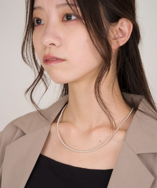 Harpo(アルポ)の「【Harpo/アルポ】ナバホパール シルバー ネックレス ビーズ3mm/全長45㎝(ネックレス・レディース・シルバー・FREE)」の4枚目の写真