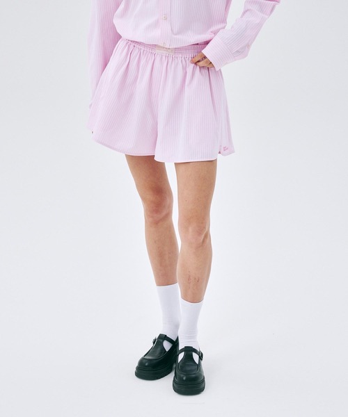 ショートパンツ CELANA STRIPED COTTON SHORTS Striped cotton shorts Azure poplin stripes white | Replay Jeans