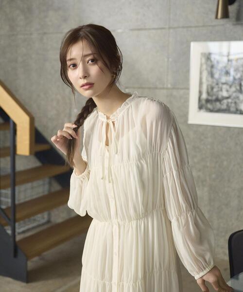 PROPORTION BODY DRESSING(プロポーションボディドレッシング)の「シアーシャーリングワンピース / 1215140307(ワンピース・レディース・ホワイト系その他/カーキ/ネイビー・SMALL/MEDIUM)」の8枚目の写真
