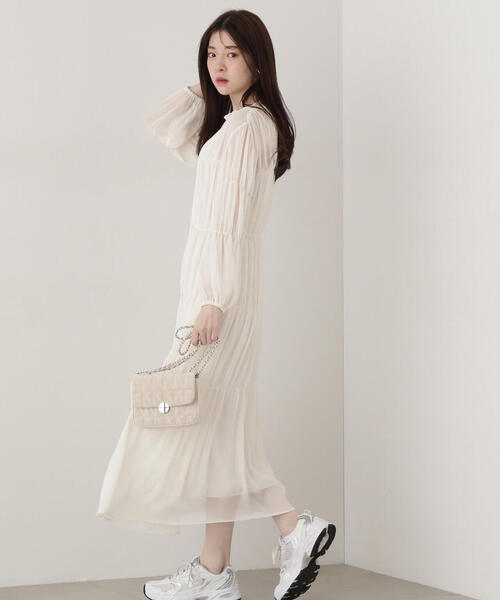 PROPORTION BODY DRESSING(プロポーションボディドレッシング)の「シアーシャーリングワンピース / 1215140307(ワンピース・レディース・ホワイト系その他/カーキ/ネイビー・SMALL/MEDIUM)」の12枚目の写真