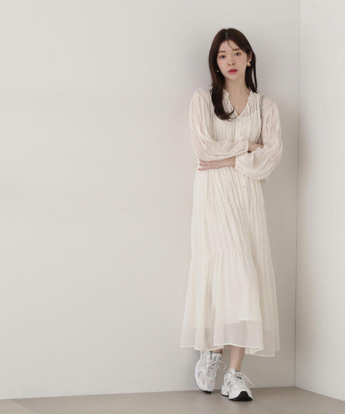 PROPORTION BODY DRESSING(プロポーションボディドレッシング)の「シアーシャーリングワンピース / 1215140307(ワンピース・レディース・ホワイト系その他/カーキ/ネイビー・SMALL/MEDIUM)」の14枚目の写真