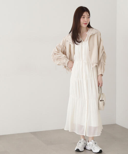 PROPORTION BODY DRESSING(プロポーションボディドレッシング)の「シアーシャーリングワンピース / 1215140307(ワンピース・レディース・ホワイト系その他/カーキ/ネイビー・SMALL/MEDIUM)」の16枚目の写真