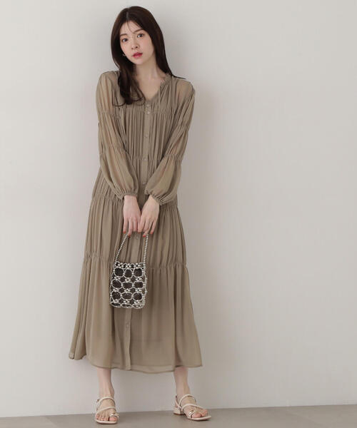 PROPORTION BODY DRESSING(プロポーションボディドレッシング)の「シアーシャーリングワンピース / 1215140307(ワンピース・レディース・ホワイト系その他/カーキ/ネイビー・SMALL/MEDIUM)」の5枚目の写真