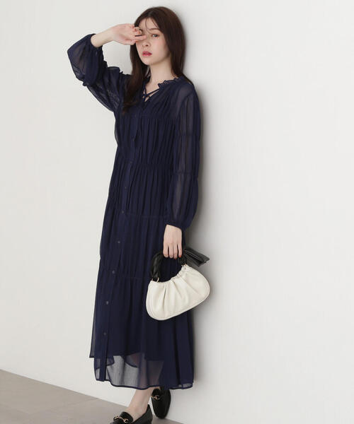 PROPORTION BODY DRESSING(プロポーションボディドレッシング)の「シアーシャーリングワンピース / 1215140307(ワンピース・レディース・ホワイト系その他/カーキ/ネイビー・SMALL/MEDIUM)」の3枚目の写真