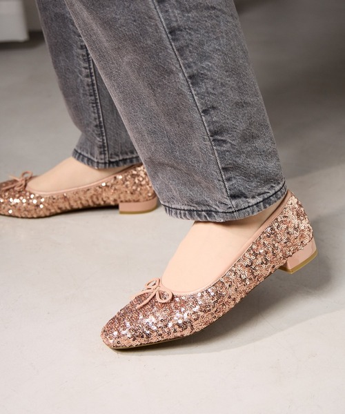 HIMIKO（ヒミコ）の「【HIMIKO】【ZOZOTOWN限定デザイン】スクエアトゥスパンコールバレエシューズ/650101（バレエシューズ・レディース・ブラック/グレー/ピンク・21.5cm/22.0cm/22.5cm/23.0cm/23.5cm/24.0cm/24.5cm/25.0cm/25.5cm/26.0cm/26.5cm）」の3枚目の写真