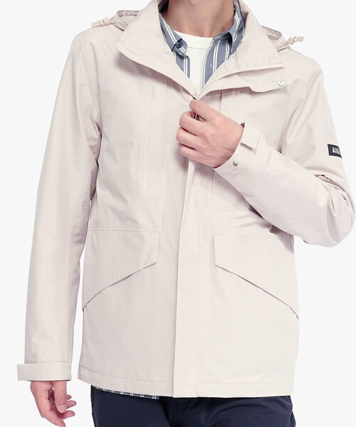 AIGLE(エーグル)の「防水 防風 透湿 GORE-TEX ゴアテックス ジップアップフーデッドジャケット /マウンテンパーカー フード取り外し可(マウンテンパーカー・メンズ・ホワイト/ブラック/グリーン・S/M/L/XL)」の10枚目の写真