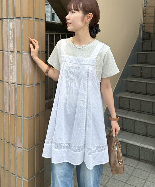 今年も話題の セール】【umm.】レース使いノースリチュニック（チュニック トップス