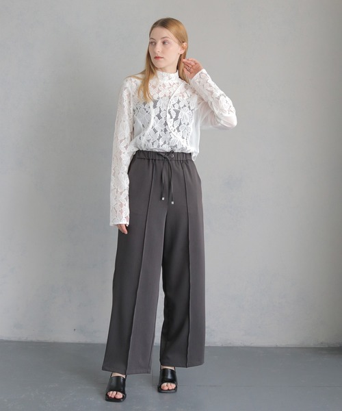 セール】【&g'aime】センタープレスワイドパンツ Center press wide
